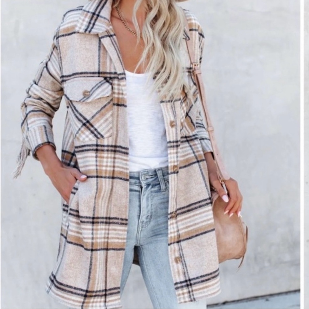 Plaid Fringe Jacket/Shacket